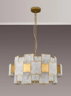 Luminosity Designs Ltd - Bardot 74cm Round Pendant/Semi Flush Faux Alabaster With Metal Plates Art Deco Style Light, 17 x E14, 2m Chain - Luminosity Designs Ltd