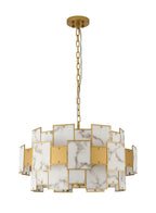 Luminosity Designs Ltd - Bardot 74cm Round Pendant/Semi Flush Faux Alabaster With Metal Plates Art Deco Style Light, 17 x E14, 2m Chain - Luminosity Designs Ltd