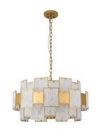 Luminosity Designs Ltd - Bardot 74cm Round Pendant/Semi Flush Faux Alabaster With Metal Plates Art Deco Style Light, 17 x E14, 2m Chain - Luminosity Designs Ltd