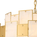 Luminosity Designs Ltd - Bardot 74cm Round Pendant/Semi Flush Faux Alabaster With Metal Plates Art Deco Style Light, 17 x E14, 2m Chain - Luminosity Designs Ltd
