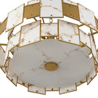 Luminosity Designs Ltd - Bardot 74cm Round Pendant/Semi Flush Faux Alabaster With Metal Plates Art Deco Style Light, 17 x E14, 2m Chain - Luminosity Designs Ltd