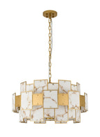 Luminosity Designs Ltd - Bardot 74cm Round Pendant/Semi Flush Faux Alabaster With Metal Plates Art Deco Style Light, 17 x E14, 2m Chain - Luminosity Designs Ltd