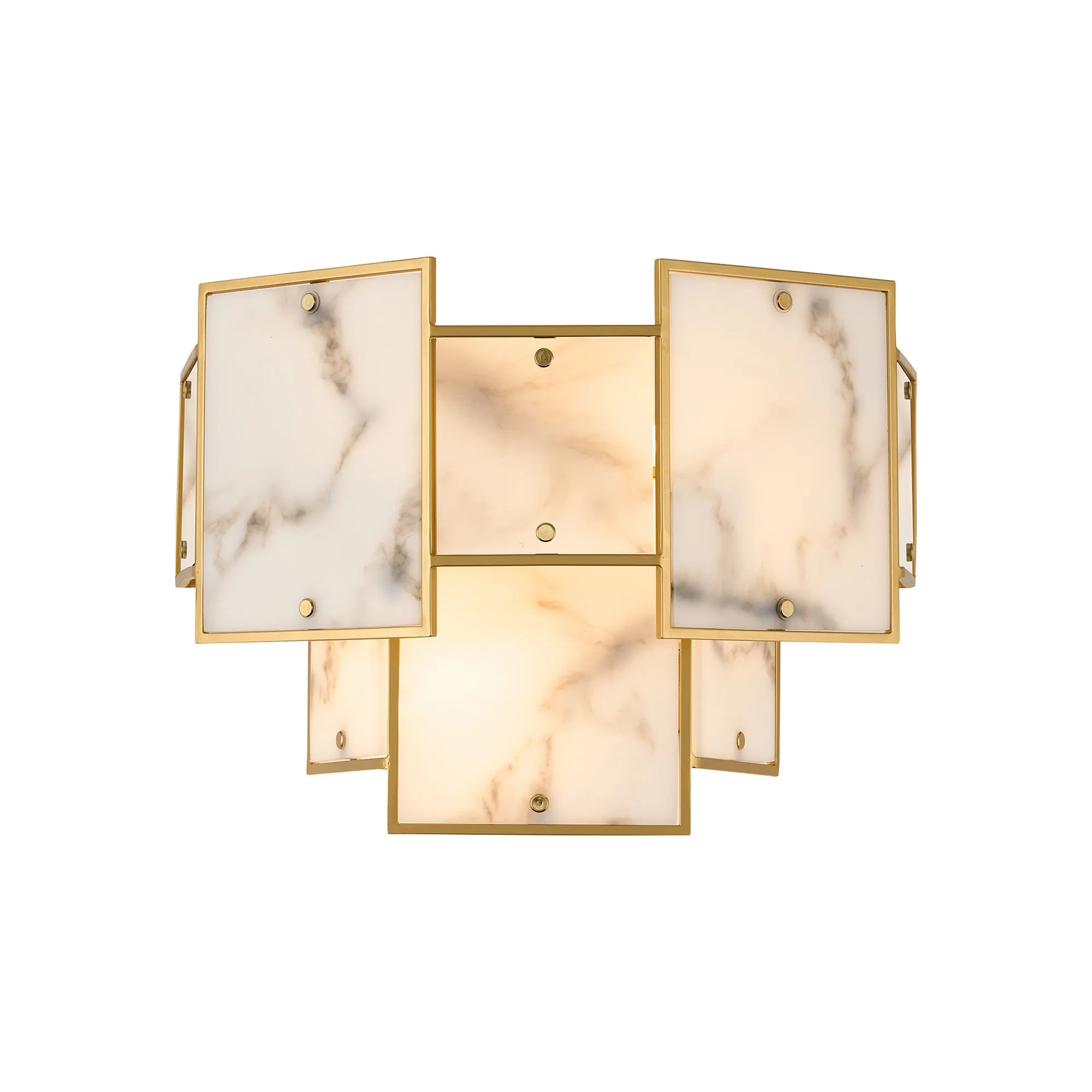 Luminosity Designs Ltd - Bardot Switched Wall Light Flush Faux Alabaster Art Deco Style Light, 2 x E14 - Luminosity Designs Ltd