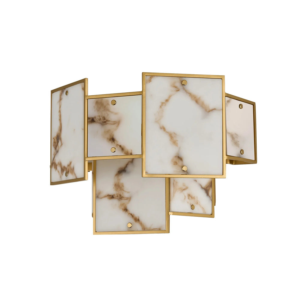 Luminosity Designs Ltd - Bardot Switched Wall Light Flush Faux Alabaster Art Deco Style Light, 2 x E14 - Luminosity Designs Ltd
