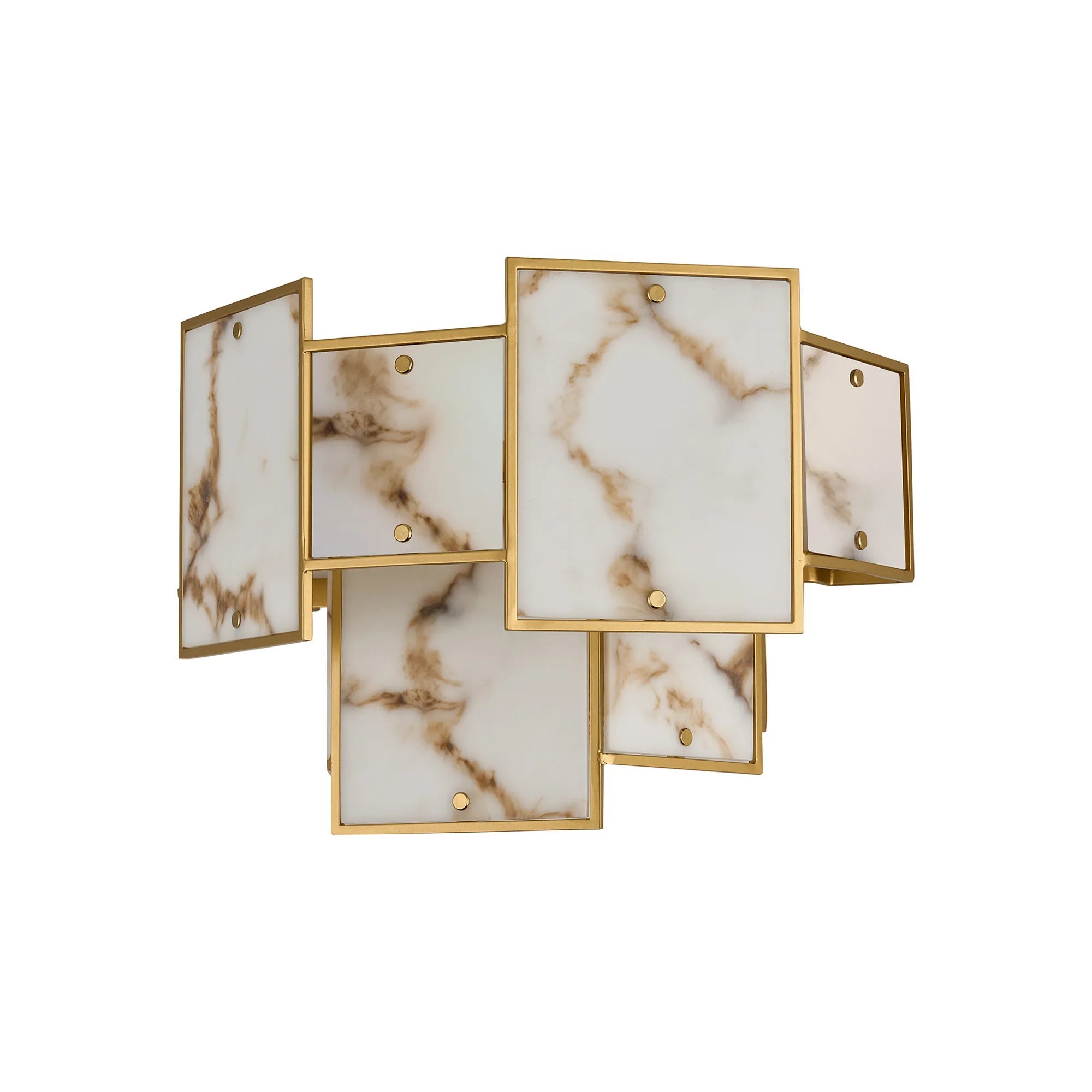 Luminosity Designs Ltd - Bardot Switched Wall Light Flush Faux Alabaster Art Deco Style Light, 2 x E14 - Luminosity Designs Ltd