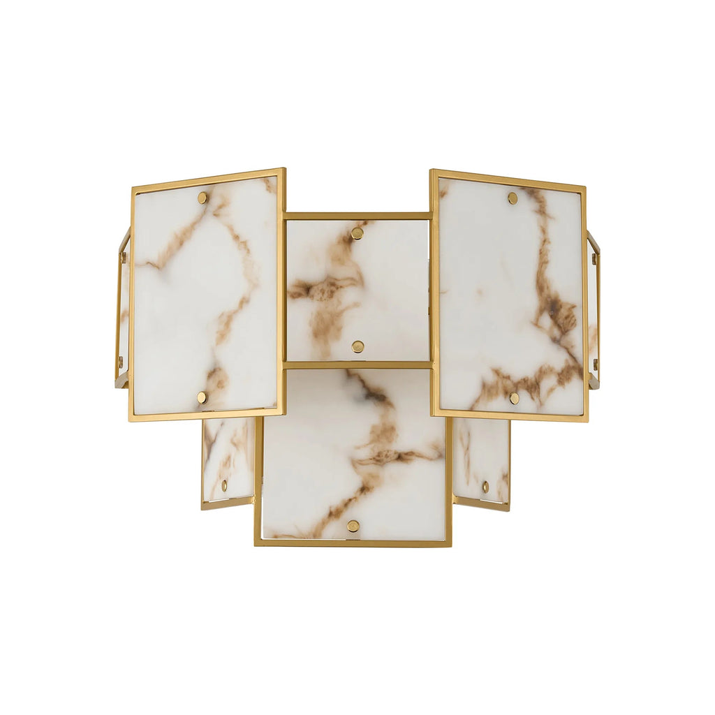 Luminosity Designs Ltd - Bardot Switched Wall Light Flush Faux Alabaster Art Deco Style Light, 2 x E14 - Luminosity Designs Ltd