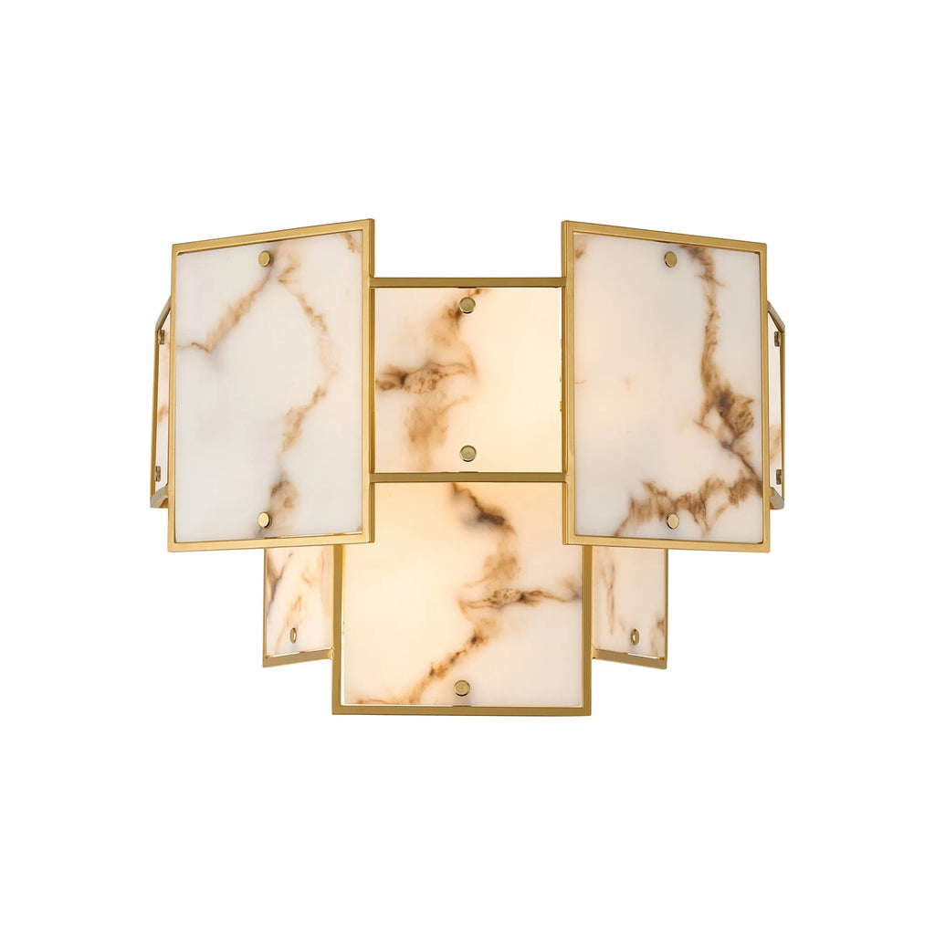 Luminosity Designs Ltd - Bardot Switched Wall Light Flush Faux Alabaster Art Deco Style Light, 2 x E14 - Luminosity Designs Ltd