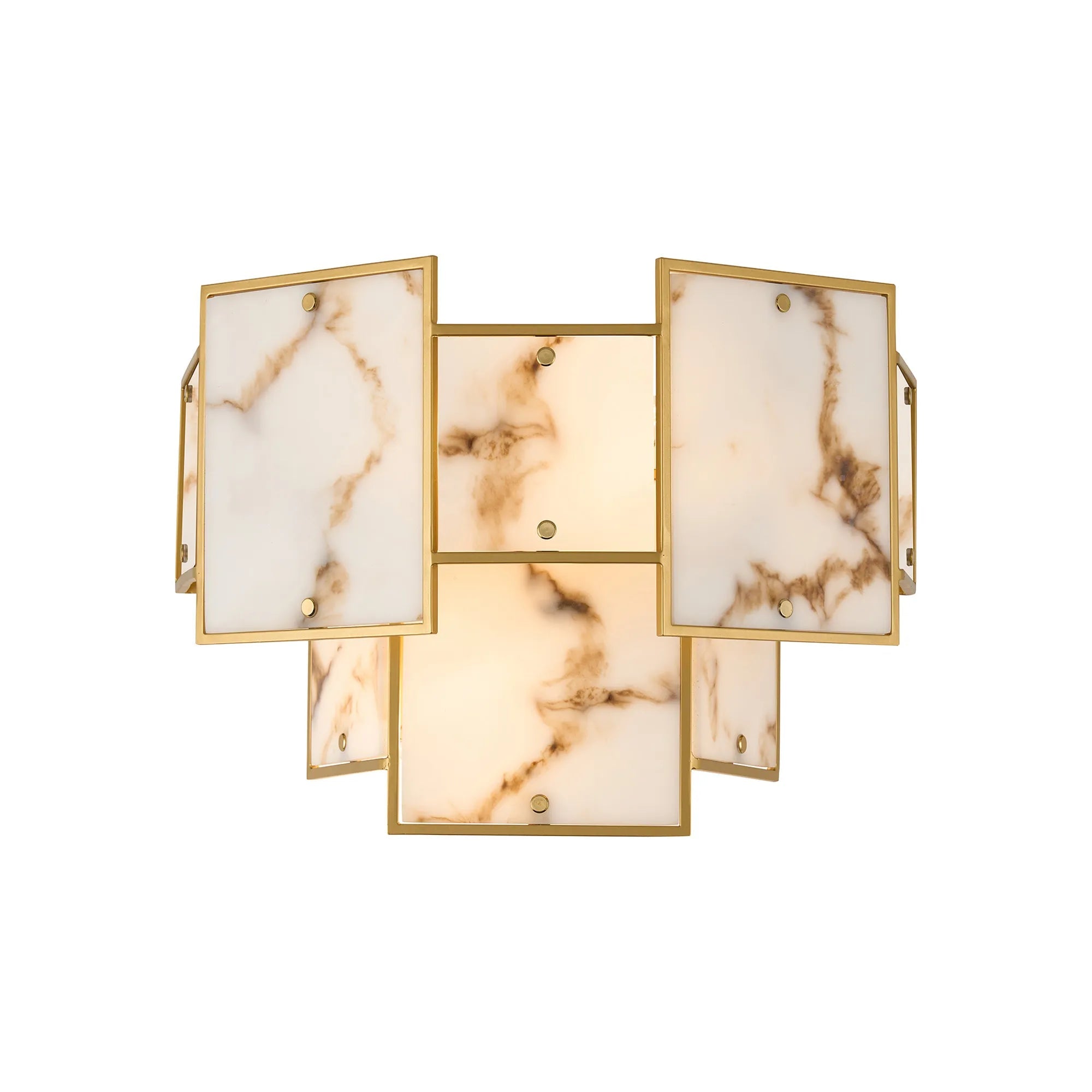 Luminosity Designs Ltd - Bardot Switched Wall Light Flush Faux Alabaster Art Deco Style Light, 2 x E14 - Luminosity Designs Ltd