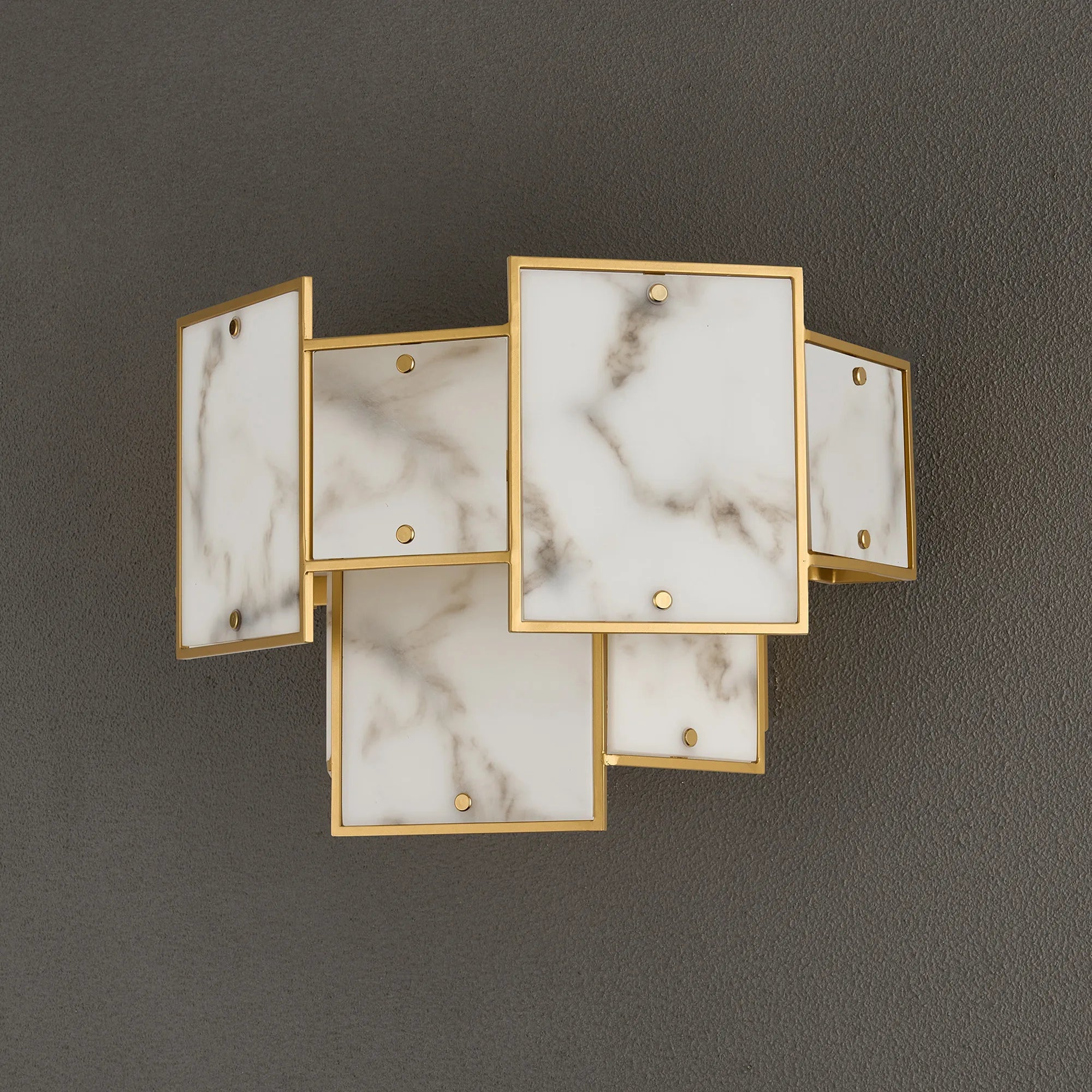 Luminosity Designs Ltd - Bardot Switched Wall Light Flush Faux Alabaster Art Deco Style Light, 2 x E14 - Luminosity Designs Ltd