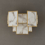 Luminosity Designs Ltd - Bardot Switched Wall Light Flush Faux Alabaster Art Deco Style Light, 2 x E14 - Luminosity Designs Ltd