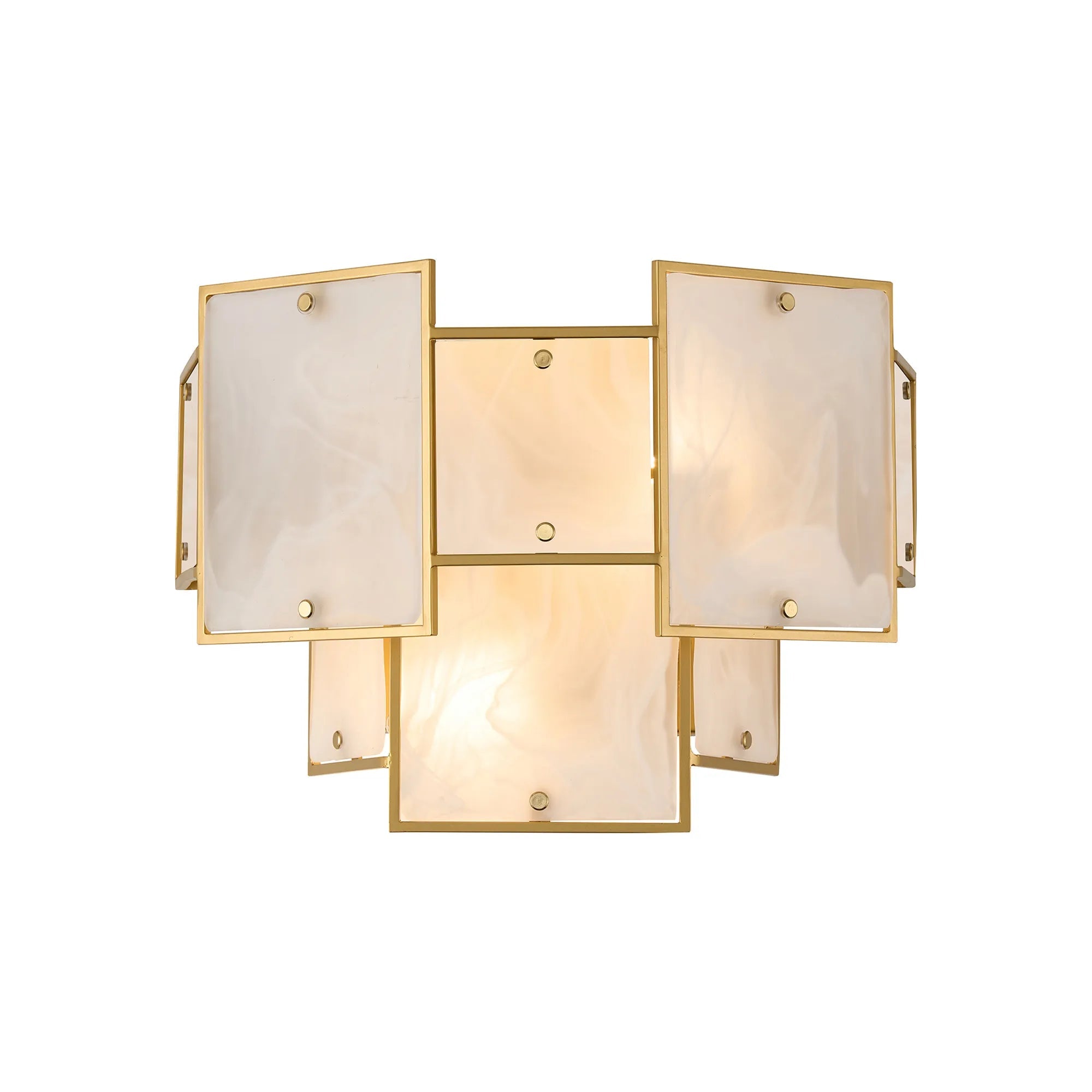 Luminosity Designs Ltd - Bardot Switched Wall Light Flush Faux Alabaster Art Deco Style Light, 2 x E14 - Luminosity Designs Ltd
