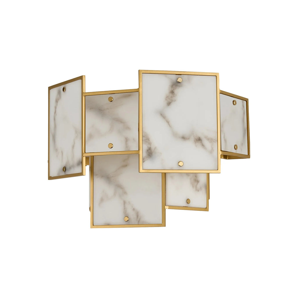 Luminosity Designs Ltd - Bardot Switched Wall Light Flush Faux Alabaster Art Deco Style Light, 2 x E14 - Luminosity Designs Ltd