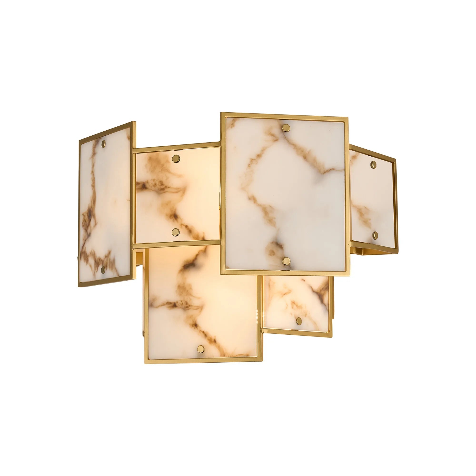 Luminosity Designs Ltd - Bardot Switched Wall Light Flush Faux Alabaster Art Deco Style Light, 2 x E14 - Luminosity Designs Ltd
