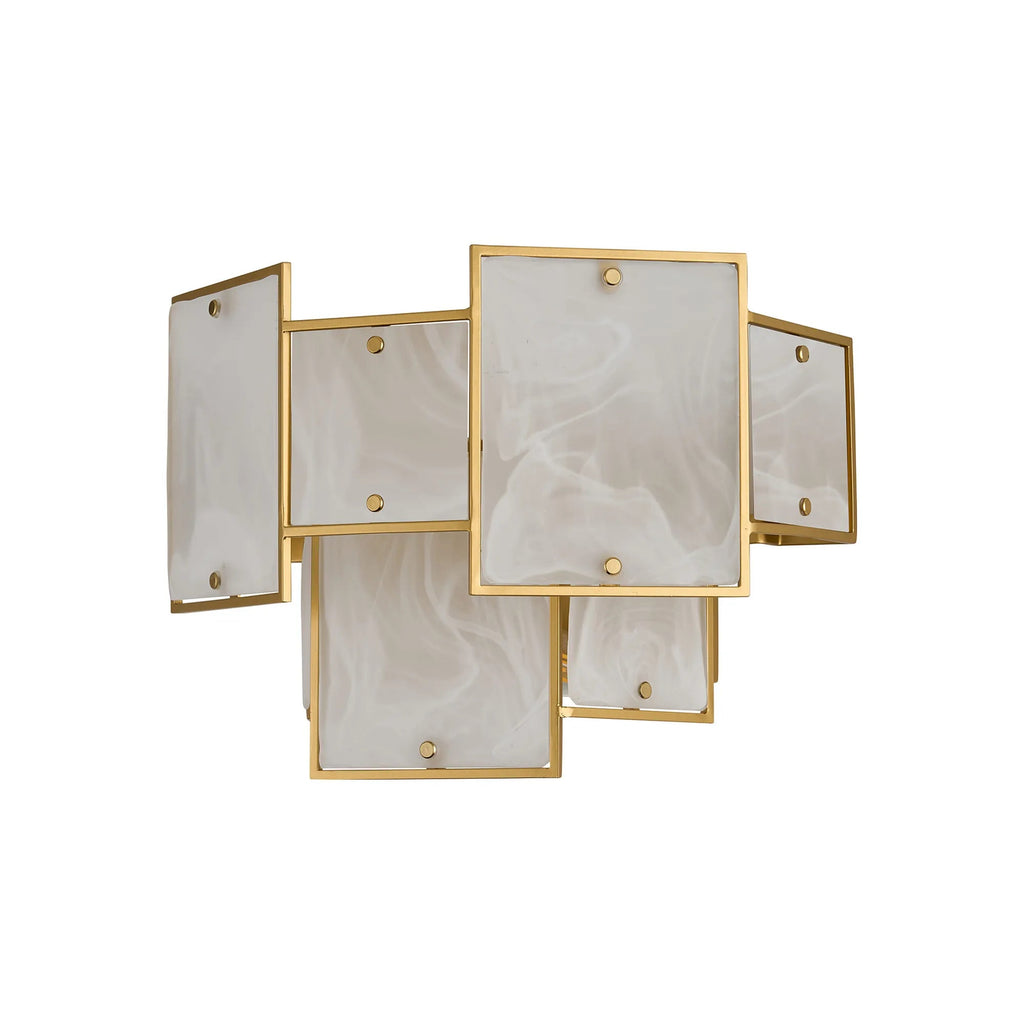 Luminosity Designs Ltd - Bardot Switched Wall Light Flush Faux Alabaster Art Deco Style Light, 2 x E14 - Luminosity Designs Ltd