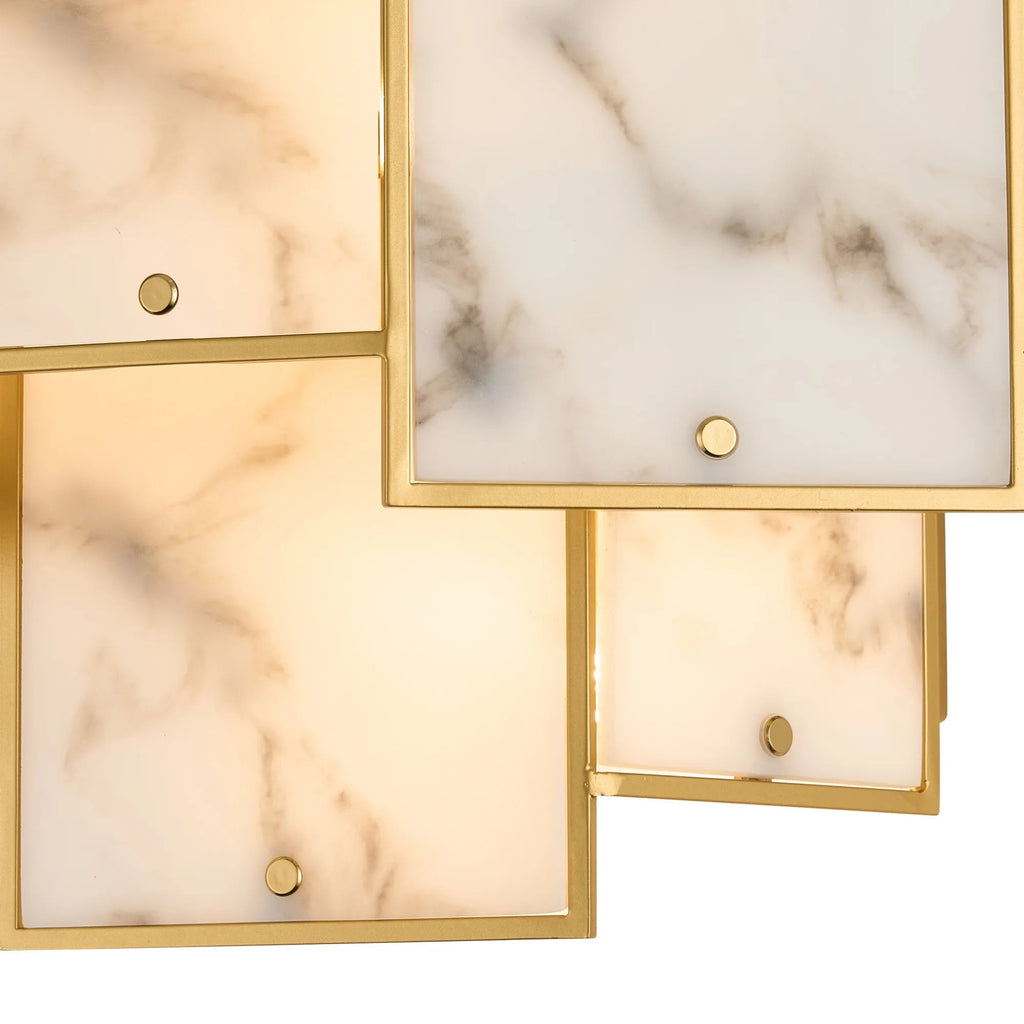Luminosity Designs Ltd - Bardot Switched Wall Light Flush Faux Alabaster Art Deco Style Light, 2 x E14 - Luminosity Designs Ltd