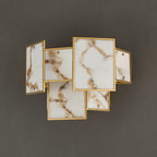 Luminosity Designs Ltd - Bardot Switched Wall Light Flush Faux Alabaster Art Deco Style Light, 2 x E14 - Luminosity Designs Ltd