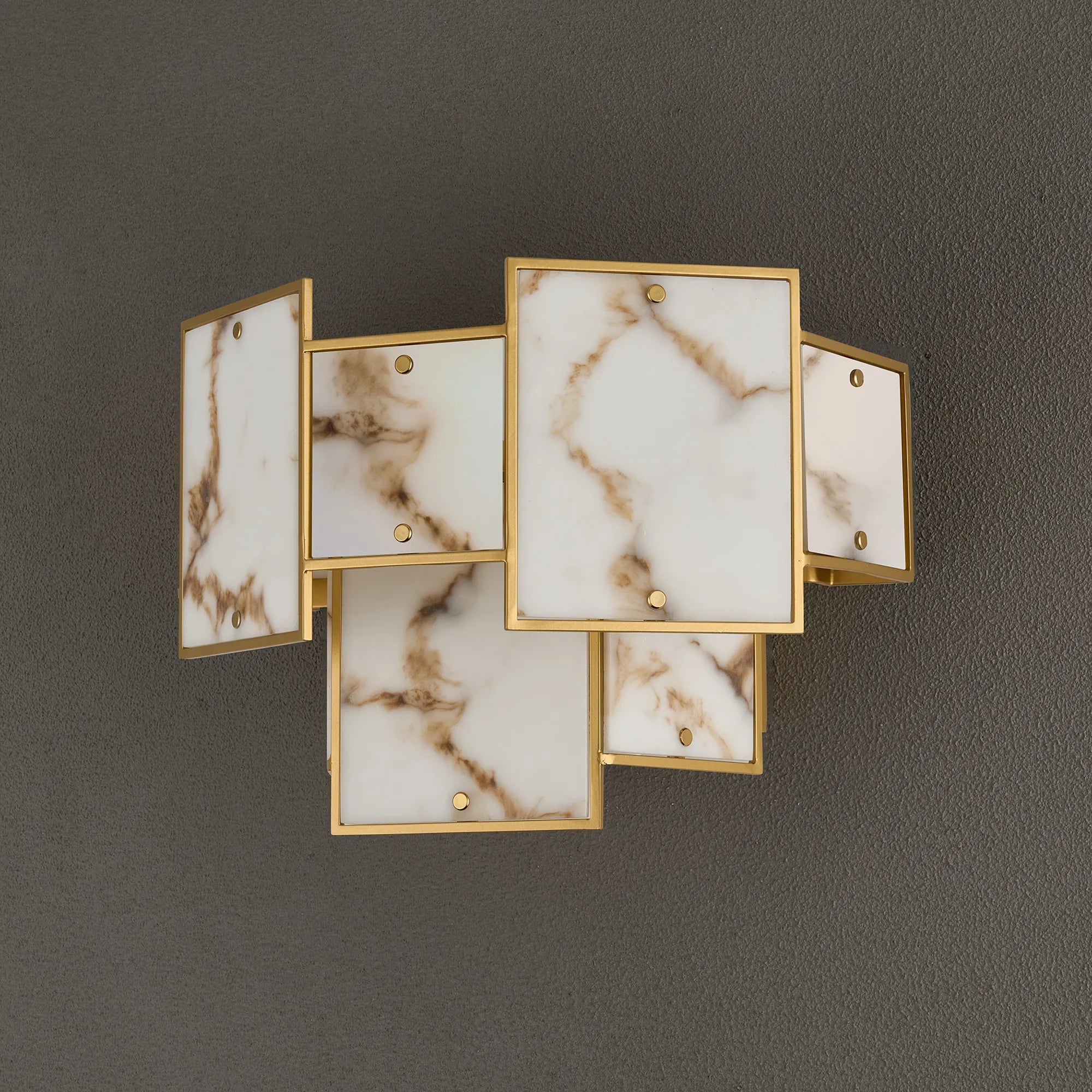Luminosity Designs Ltd - Bardot Switched Wall Light Flush Faux Alabaster Art Deco Style Light, 2 x E14 - Luminosity Designs Ltd