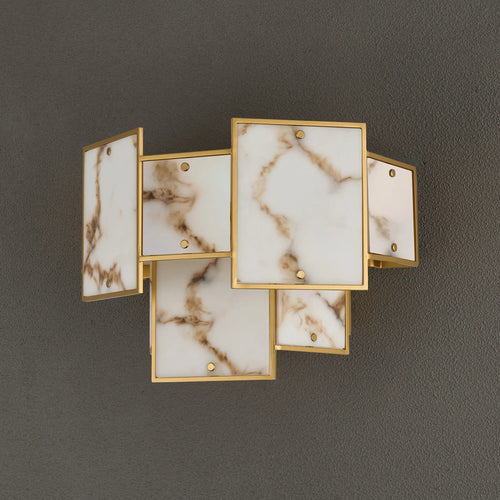 Luminosity Designs Ltd - Bardot Switched Wall Light Flush Faux Alabaster Art Deco Style Light, 2 x E14 - Luminosity Designs Ltd