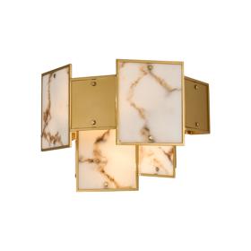 Luminosity Designs Ltd - Bardot Switched Wall Light Flush Faux Alabaster With Metal Plates Art Deco Style Light, 2 x E14 - Luminosity Designs Ltd