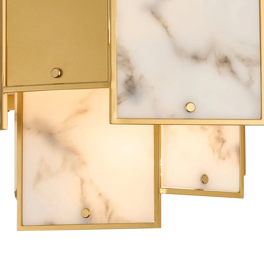 Luminosity Designs Ltd - Bardot Switched Wall Light Flush Faux Alabaster With Metal Plates Art Deco Style Light, 2 x E14 - Luminosity Designs Ltd