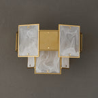 Luminosity Designs Ltd - Bardot Switched Wall Light Flush Faux Alabaster With Metal Plates Art Deco Style Light, 2 x E14 - Luminosity Designs Ltd