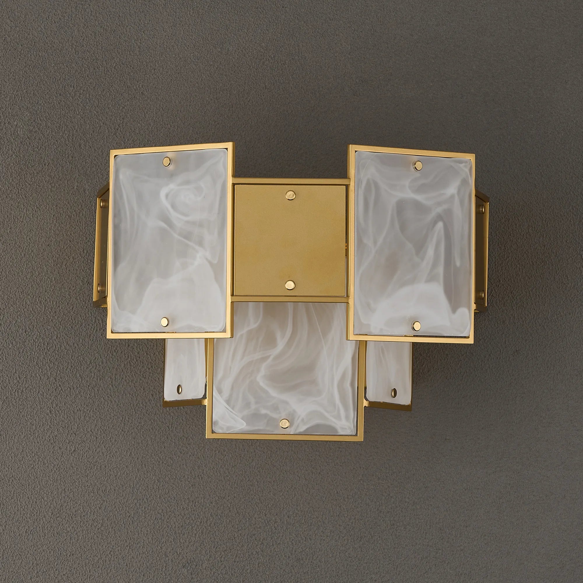Luminosity Designs Ltd - Bardot Switched Wall Light Flush Faux Alabaster With Metal Plates Art Deco Style Light, 2 x E14 - Luminosity Designs Ltd