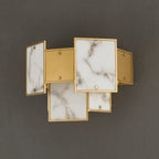 Luminosity Designs Ltd - Bardot Switched Wall Light Flush Faux Alabaster With Metal Plates Art Deco Style Light, 2 x E14 - Luminosity Designs Ltd