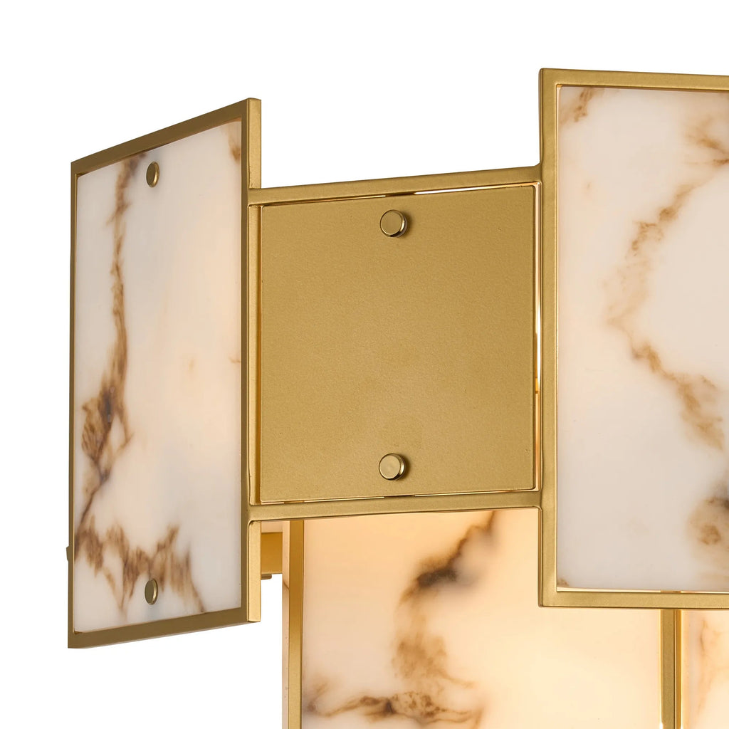 Luminosity Designs Ltd - Bardot Switched Wall Light Flush Faux Alabaster With Metal Plates Art Deco Style Light, 2 x E14 - Luminosity Designs Ltd