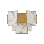 Luminosity Designs Ltd - Bardot Switched Wall Light Flush Faux Alabaster With Metal Plates Art Deco Style Light, 2 x E14 - Luminosity Designs Ltd