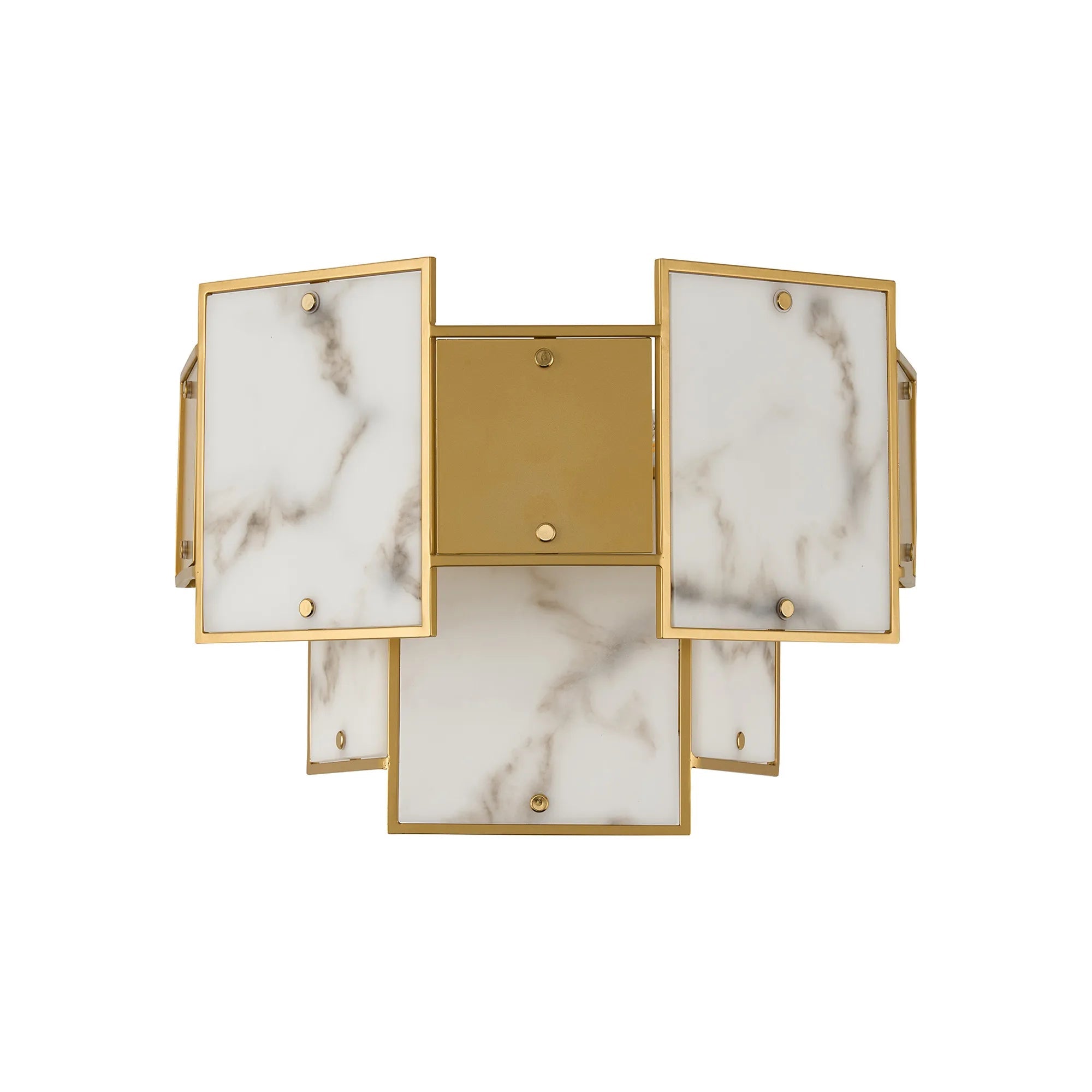 Luminosity Designs Ltd - Bardot Switched Wall Light Flush Faux Alabaster With Metal Plates Art Deco Style Light, 2 x E14 - Luminosity Designs Ltd