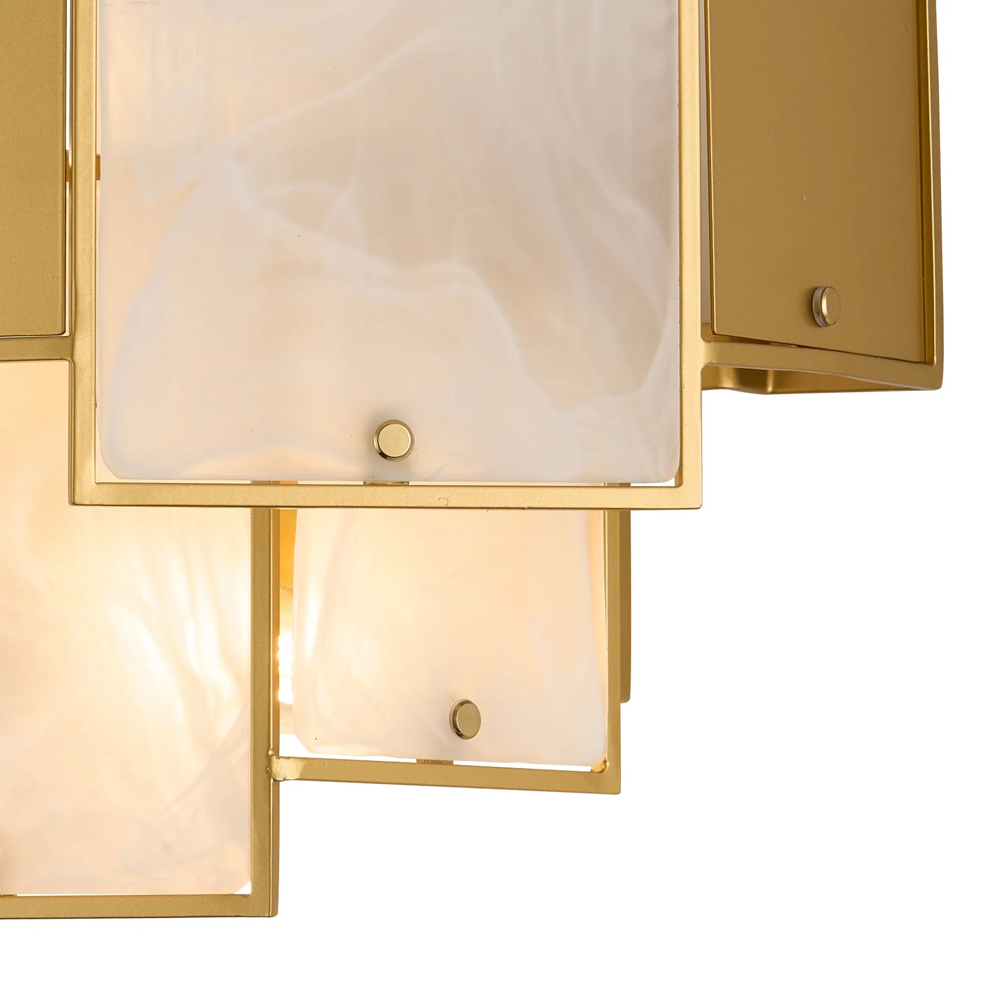 Luminosity Designs Ltd - Bardot Switched Wall Light Flush Faux Alabaster With Metal Plates Art Deco Style Light, 2 x E14 - Luminosity Designs Ltd