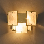 Luminosity Designs Ltd - Bardot Switched Wall Light Flush Faux Alabaster With Metal Plates Art Deco Style Light, 2 x E14 - Luminosity Designs Ltd