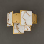 Luminosity Designs Ltd - Bardot Switched Wall Light Flush Faux Alabaster With Metal Plates Art Deco Style Light, 2 x E14 - Luminosity Designs Ltd