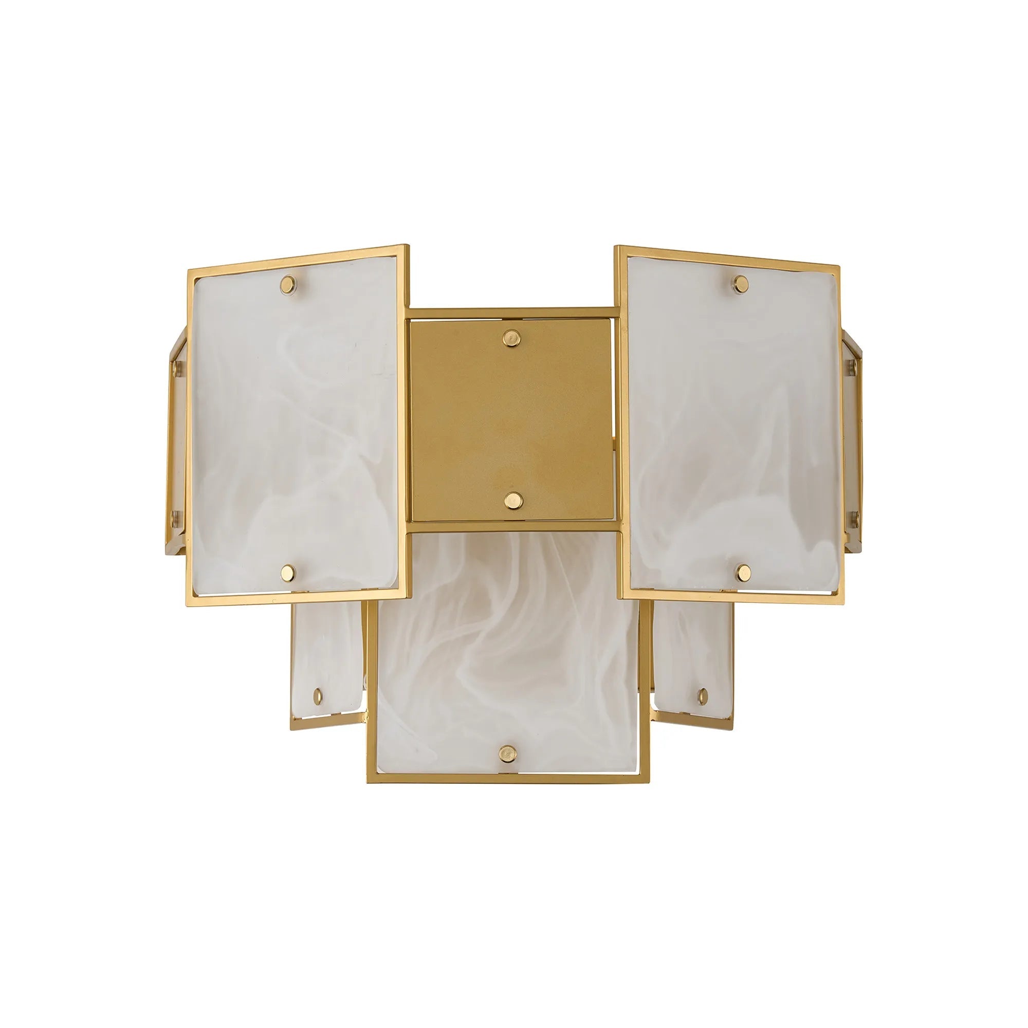 Luminosity Designs Ltd - Bardot Switched Wall Light Flush Faux Alabaster With Metal Plates Art Deco Style Light, 2 x E14 - Luminosity Designs Ltd