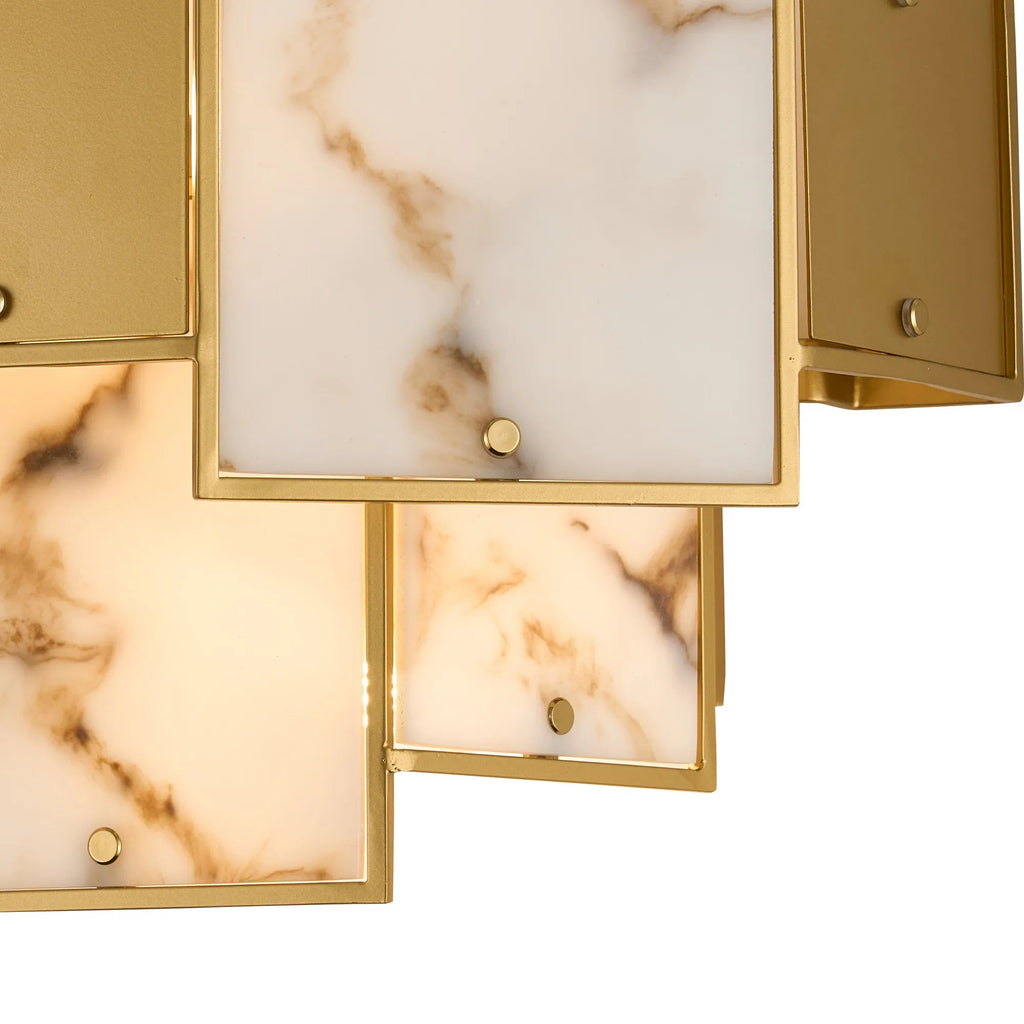 Luminosity Designs Ltd - Bardot Switched Wall Light Flush Faux Alabaster With Metal Plates Art Deco Style Light, 2 x E14 - Luminosity Designs Ltd