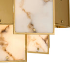 Luminosity Designs Ltd - Bardot Switched Wall Light Flush Faux Alabaster With Metal Plates Art Deco Style Light, 2 x E14 - Luminosity Designs Ltd