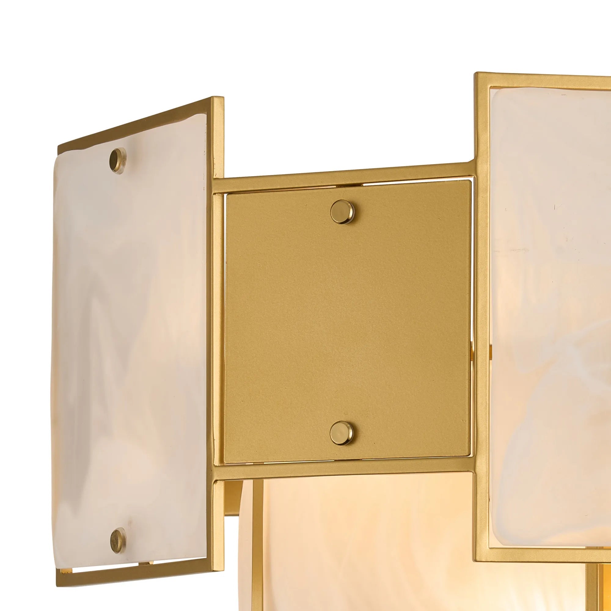 Luminosity Designs Ltd - Bardot Switched Wall Light Flush Faux Alabaster With Metal Plates Art Deco Style Light, 2 x E14 - Luminosity Designs Ltd