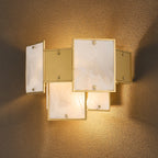 Luminosity Designs Ltd - Bardot Switched Wall Light Flush Faux Alabaster With Metal Plates Art Deco Style Light, 2 x E14 - Luminosity Designs Ltd