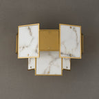 Luminosity Designs Ltd - Bardot Switched Wall Light Flush Faux Alabaster With Metal Plates Art Deco Style Light, 2 x E14 - Luminosity Designs Ltd