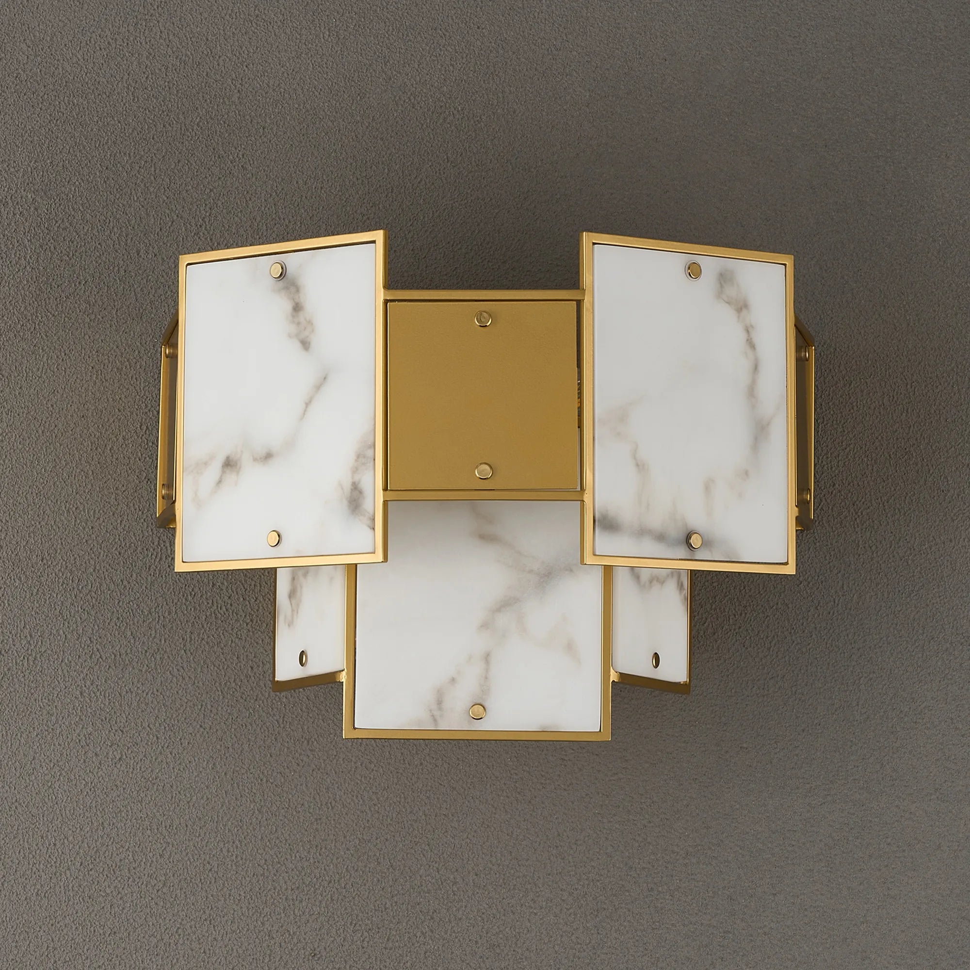 Luminosity Designs Ltd - Bardot Switched Wall Light Flush Faux Alabaster With Metal Plates Art Deco Style Light, 2 x E14 - Luminosity Designs Ltd