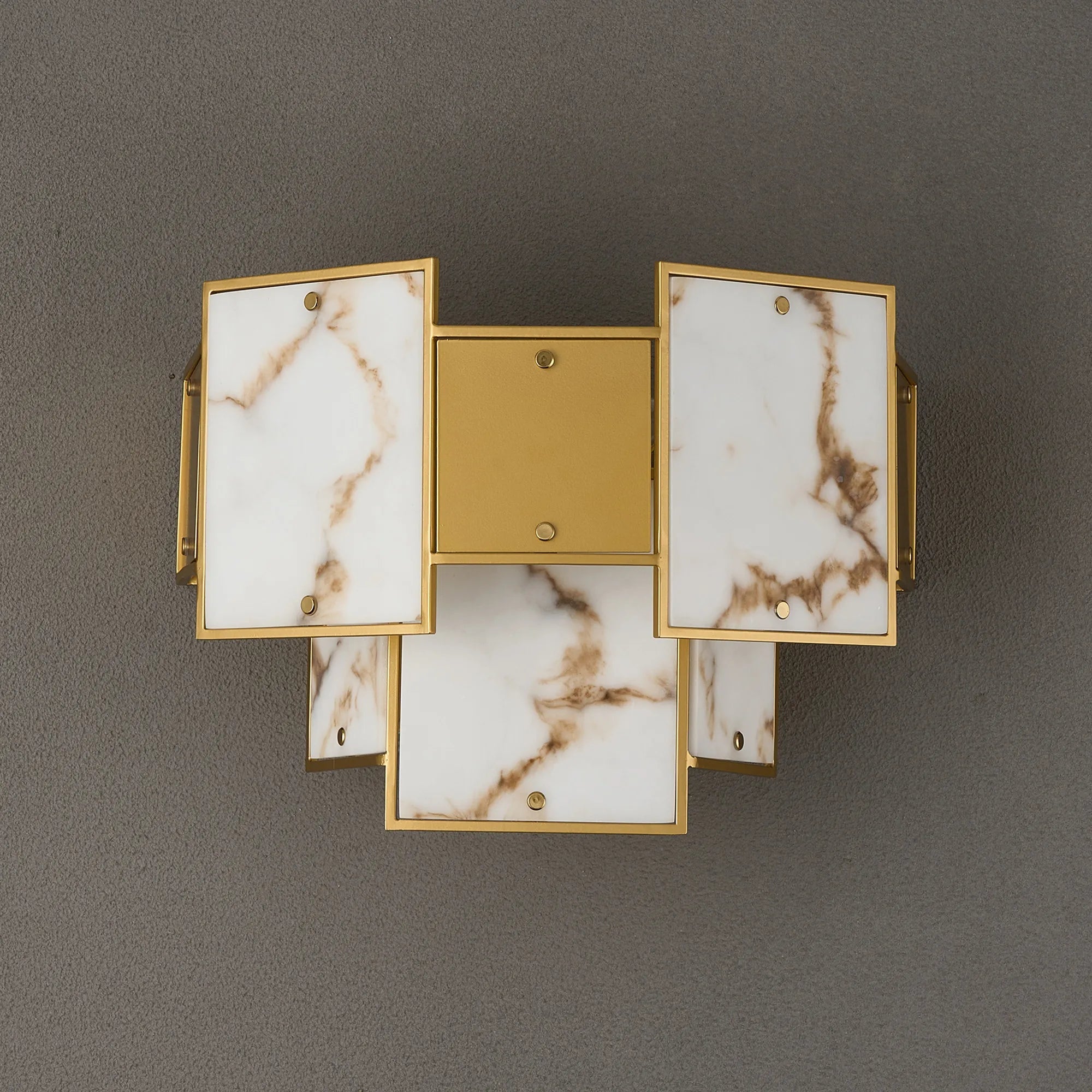 Luminosity Designs Ltd - Bardot Switched Wall Light Flush Faux Alabaster With Metal Plates Art Deco Style Light, 2 x E14 - Luminosity Designs Ltd