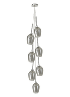 Baron Chrome Fully Adjustable Cluster or Tiered Pendant , With Smoked Wine Glass Shaped Shades - Luminosity Designs Ltd