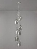 Baron Chrome Fully Adjustable Cluster or Tiered Pendant , With Smoked Wine Glass Shaped Shades - Luminosity Designs Ltd