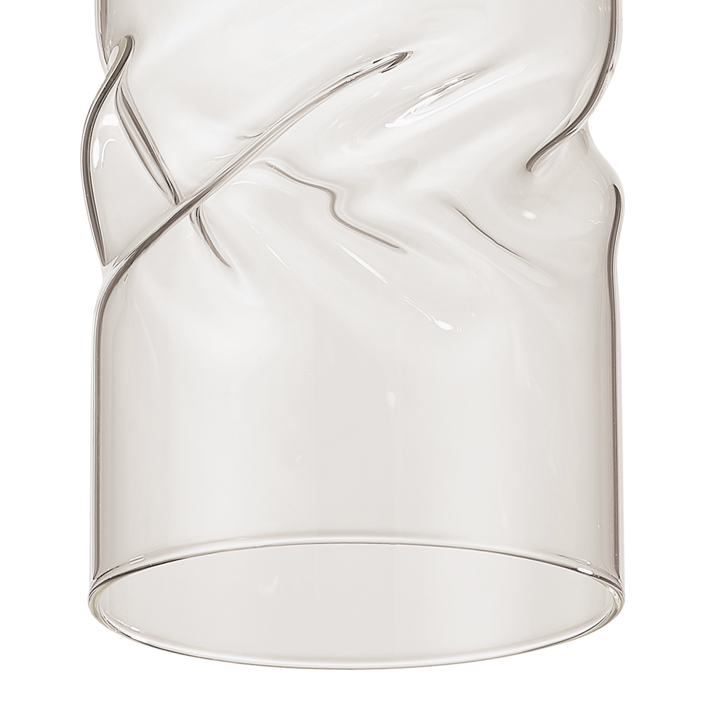 Luminosity Designs - Baron Tall Twisted Cylinder Glass Shade With Polished Chrome 3 Rod Suspension Plate - Luminosity Designs Ltd