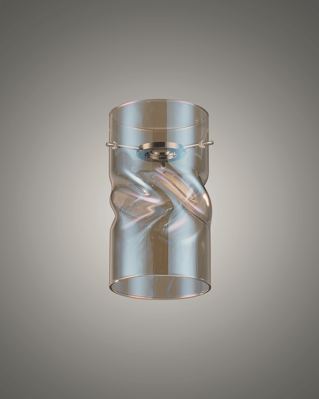 Luminosity Designs - Baron Tall Twisted Cylinder Glass Shade With Polished Chrome 3 Rod Suspension Plate - Luminosity Designs Ltd