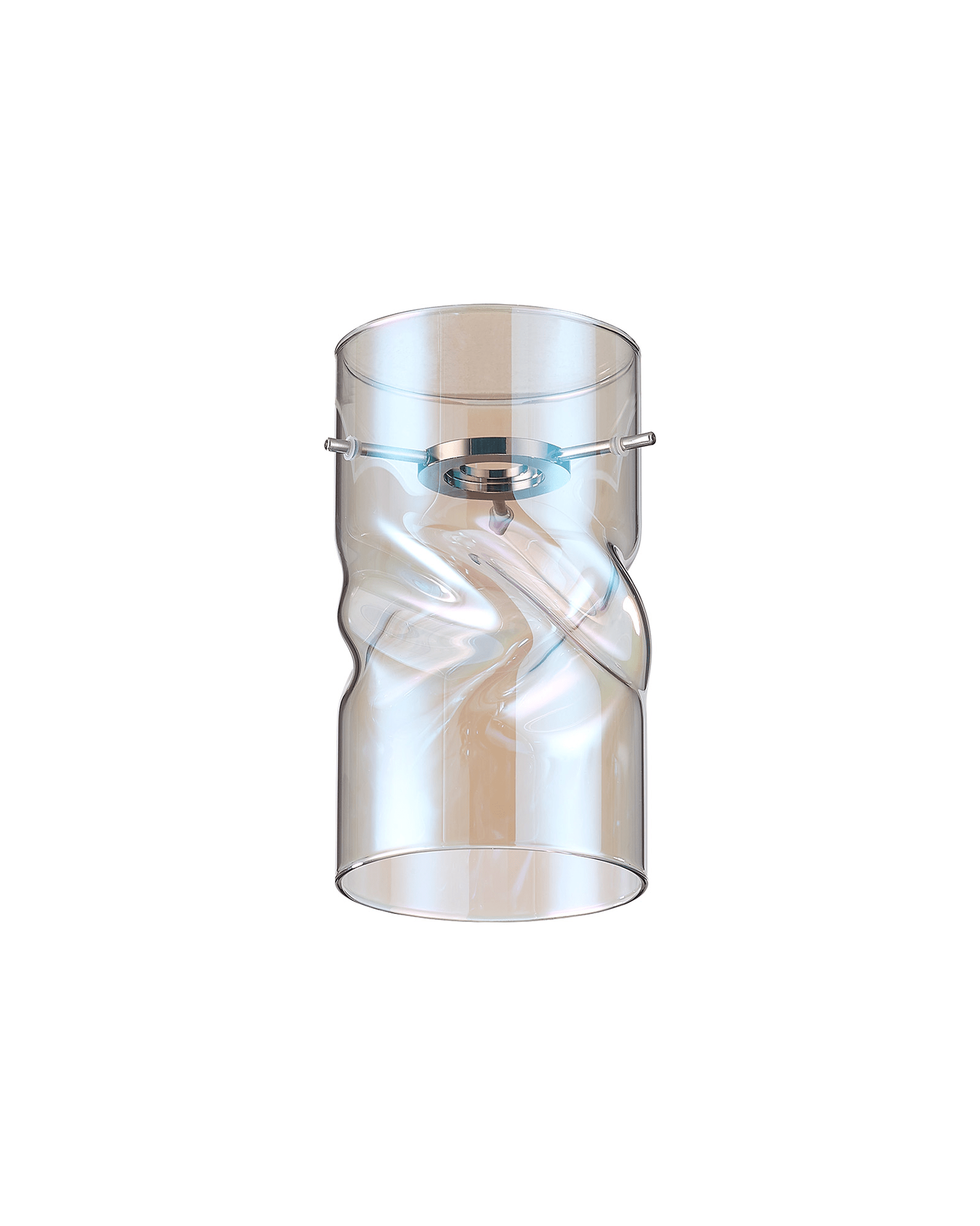 Luminosity Designs - Baron Tall Twisted Cylinder Glass Shade With Polished Chrome 3 Rod Suspension Plate - Luminosity Designs Ltd