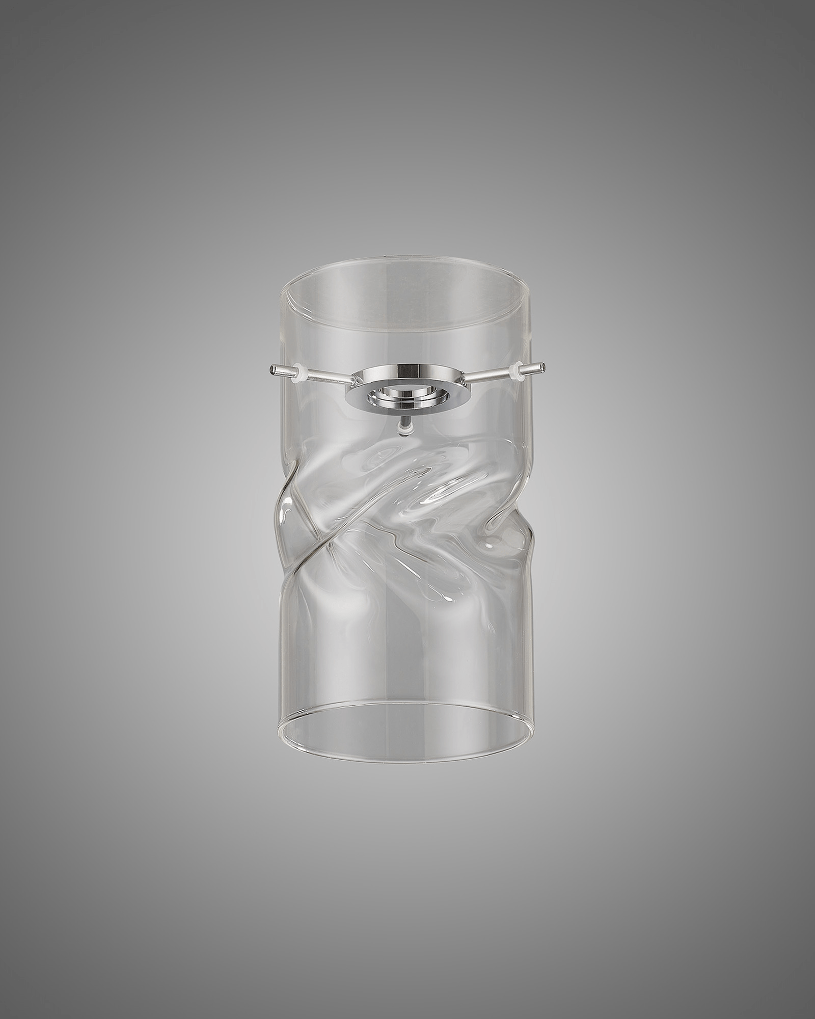 Luminosity Designs - Baron Tall Twisted Cylinder Glass Shade With Polished Chrome 3 Rod Suspension Plate - Luminosity Designs Ltd