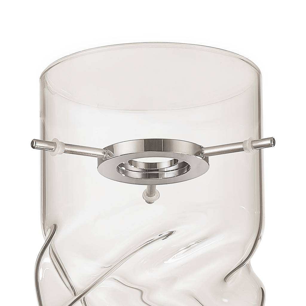 Luminosity Designs - Baron Tall Twisted Cylinder Glass Shade With Polished Chrome 3 Rod Suspension Plate - Luminosity Designs Ltd