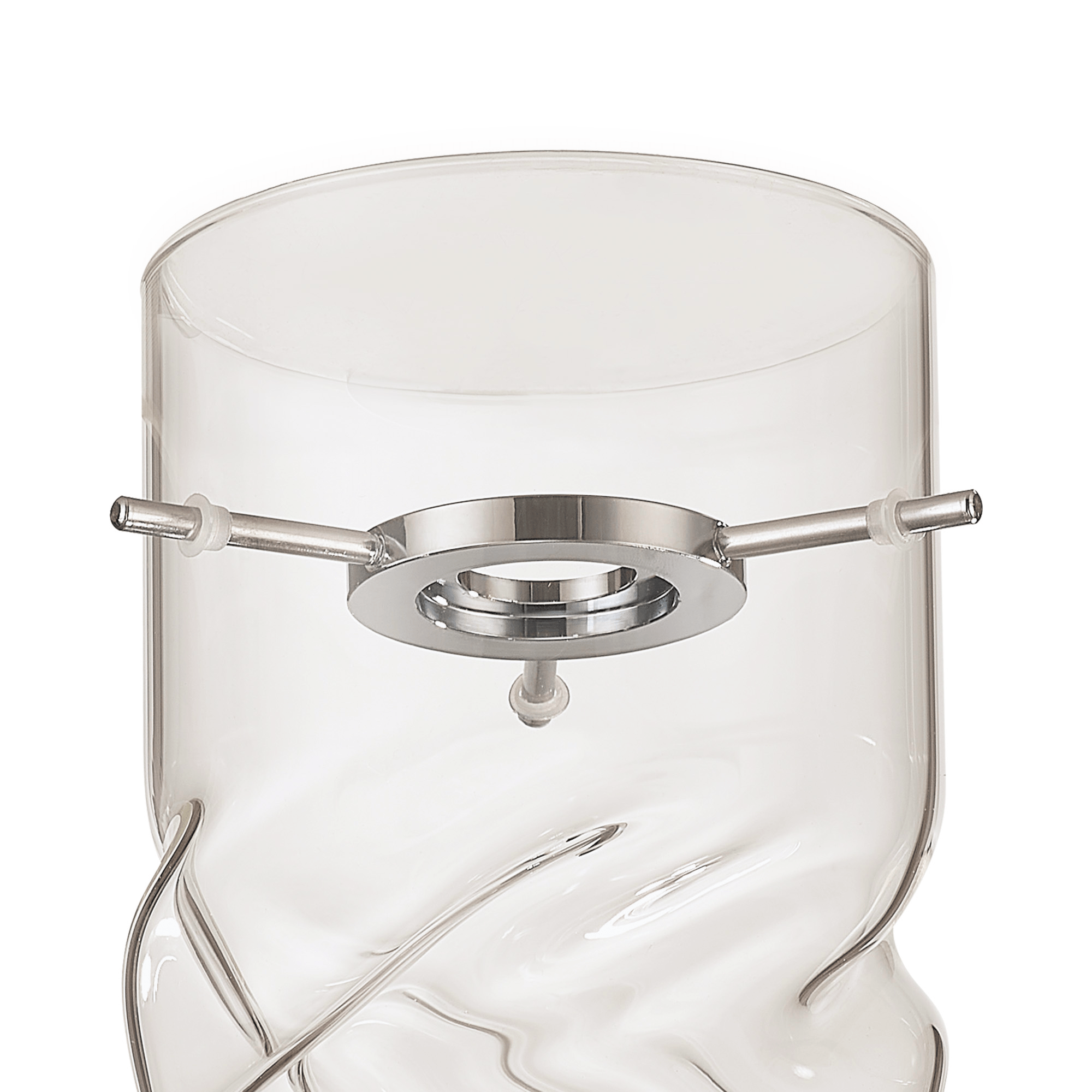 Luminosity Designs - Baron Tall Twisted Cylinder Glass Shade With Polished Chrome 3 Rod Suspension Plate - Luminosity Designs Ltd