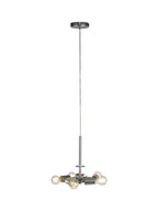 Deco - Baymont Polished Chrome 5 Light E27 Single Pendant With 60cm x 22cm Silver Leaf Shade - Luminosity Designs Ltd